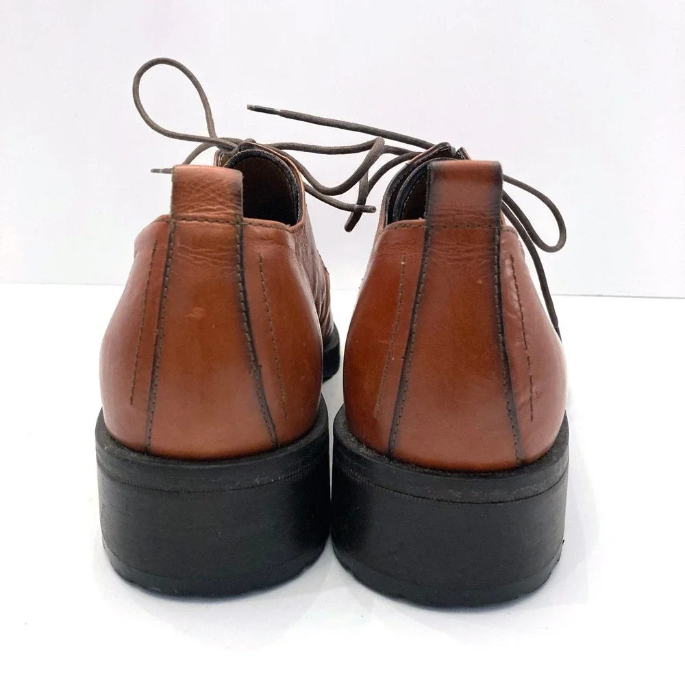 Pawelk's Juno Lace Up Oxford Apron Toe Brown Leather EU 43 US‎ Mens 10 Italy